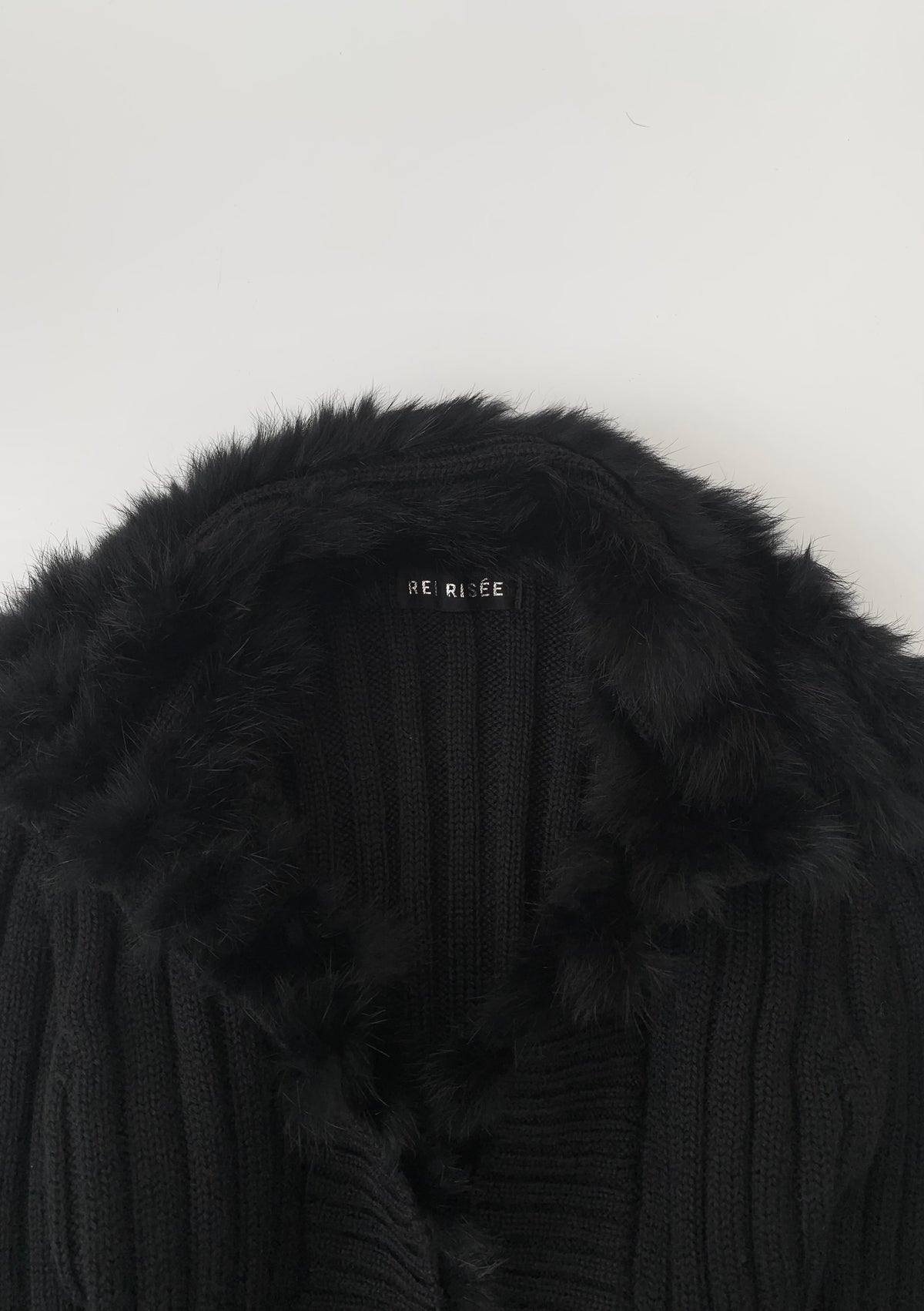 black fur knit short cardigan
