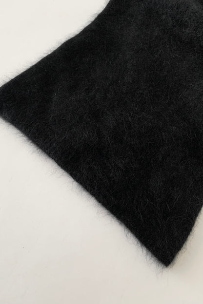 black angora fur neck vest