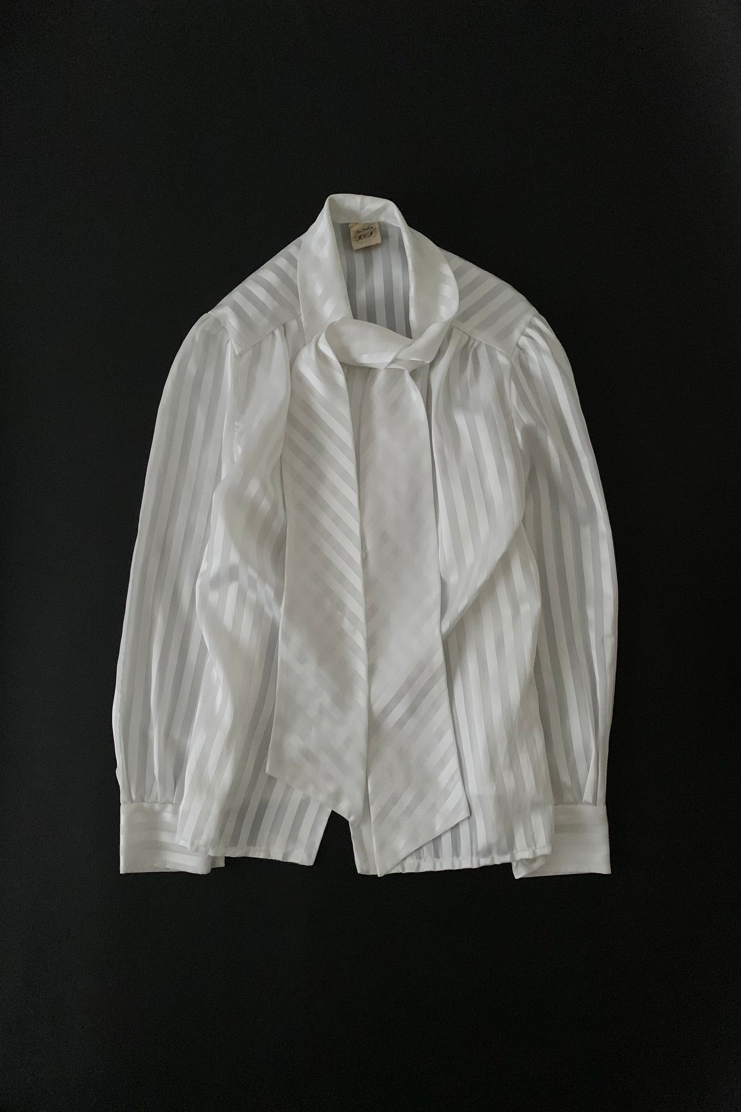 white satin tie shirt