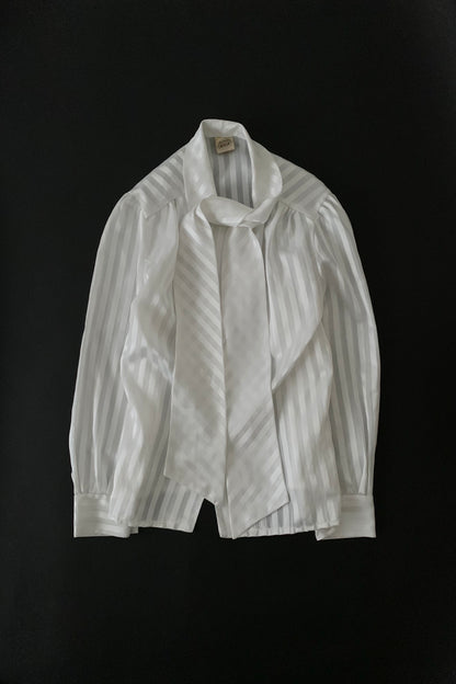 white satin tie shirt