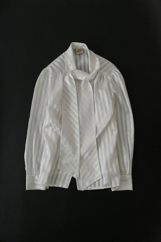 white satin tie shirt