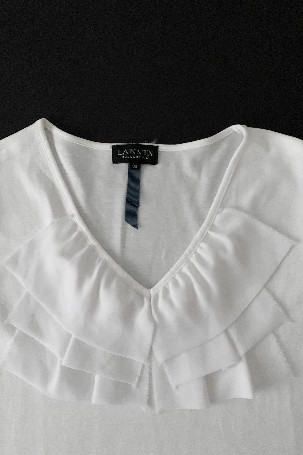 LANVIN white chiffon frill tops