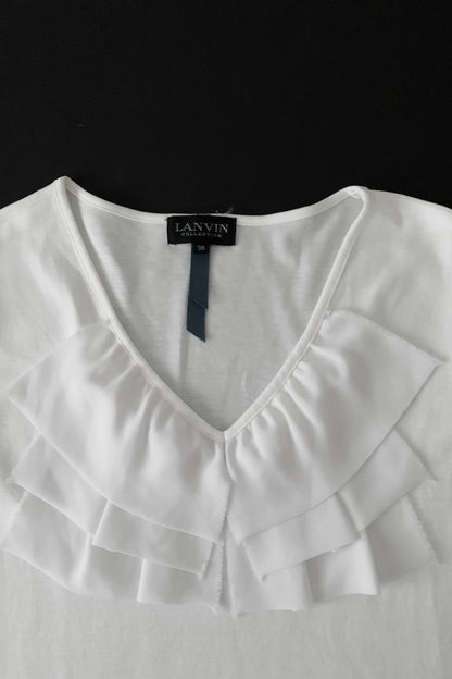 LANVIN white chiffon frill tops