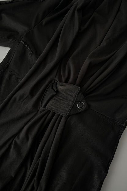 Italy dark gray leather docking coat
