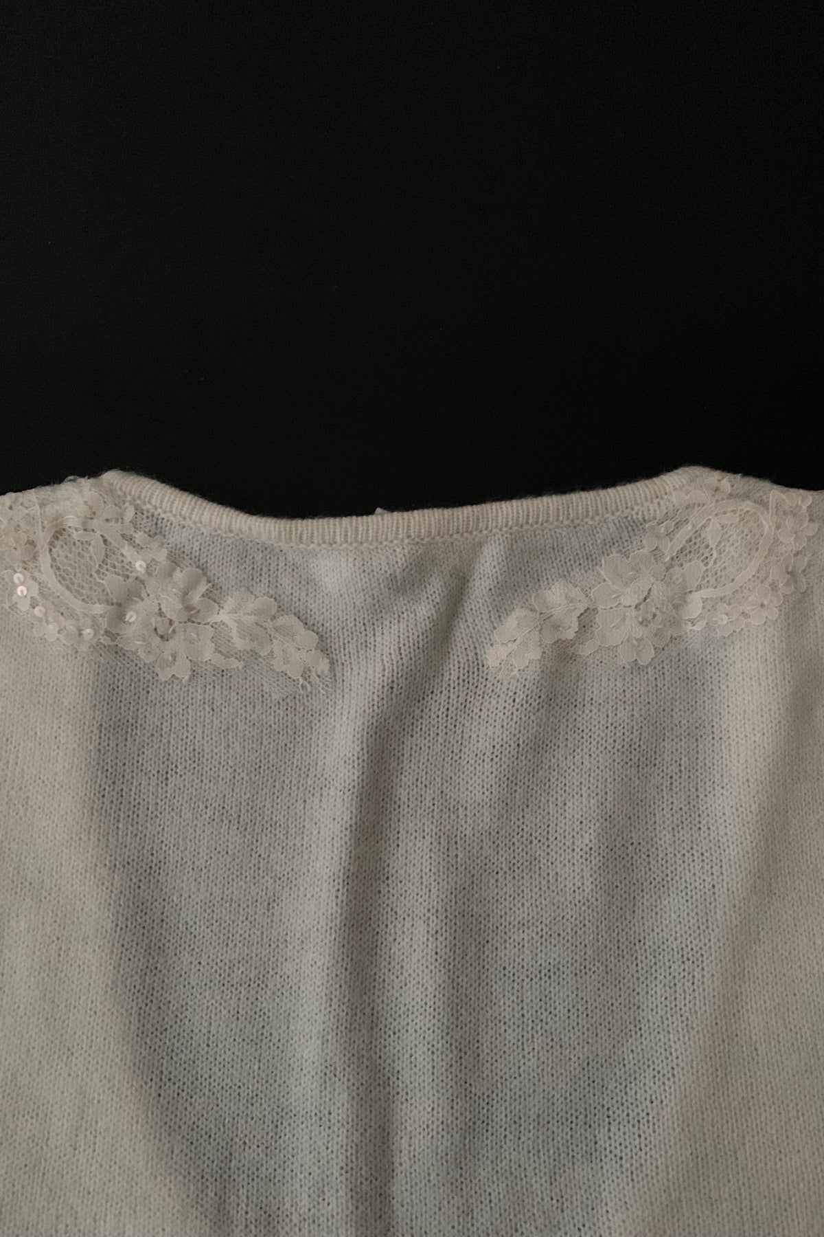 ivory flower sequins knit vest