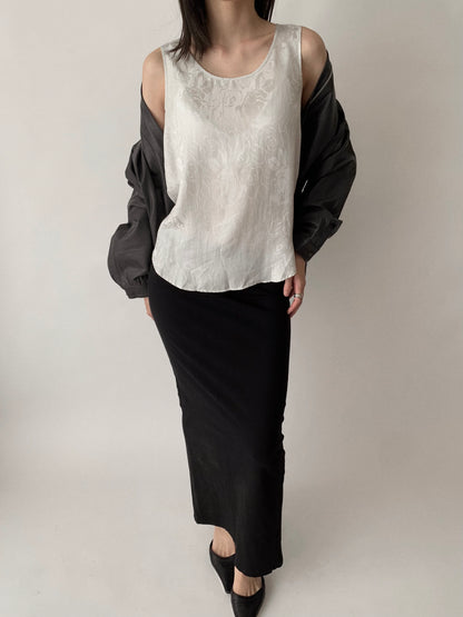 light gray silk rose tank top