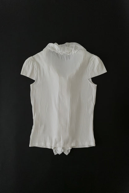 white frill stripe shirt blouse