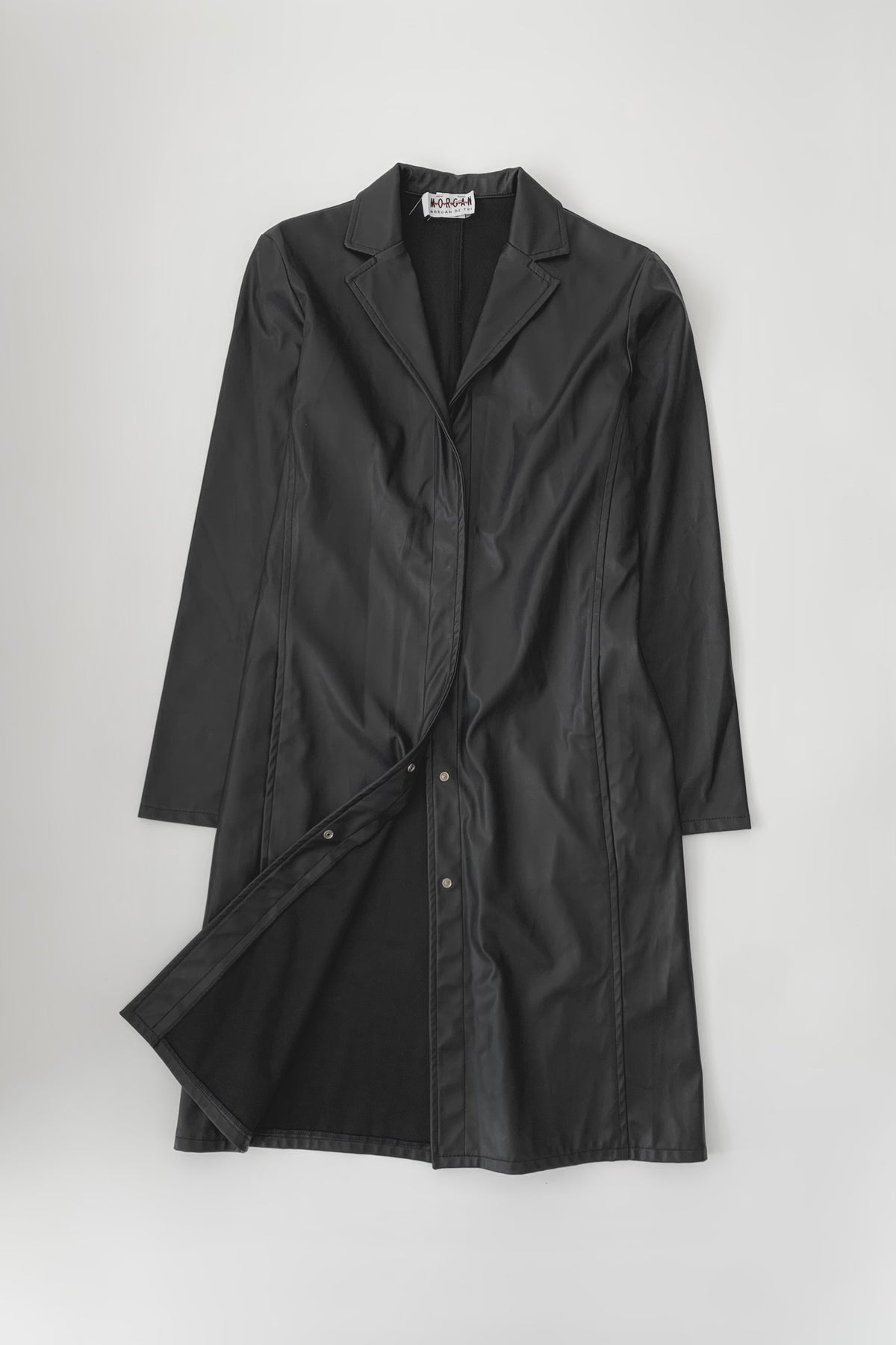 black  leather long coat