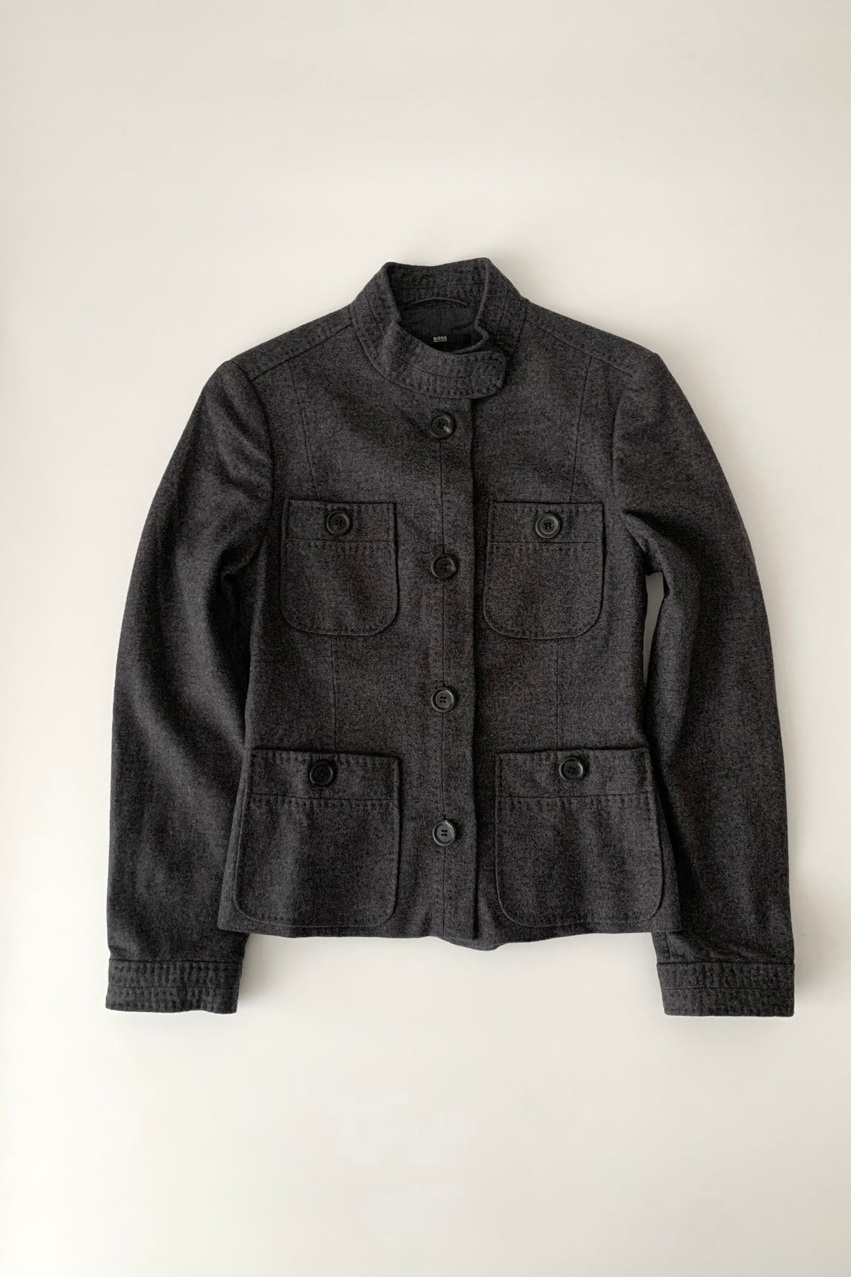 dark gray buttons design wool jacket