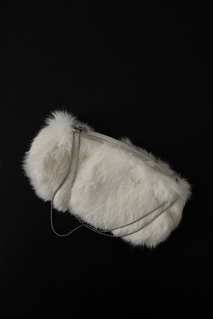 white fur chain mini bag