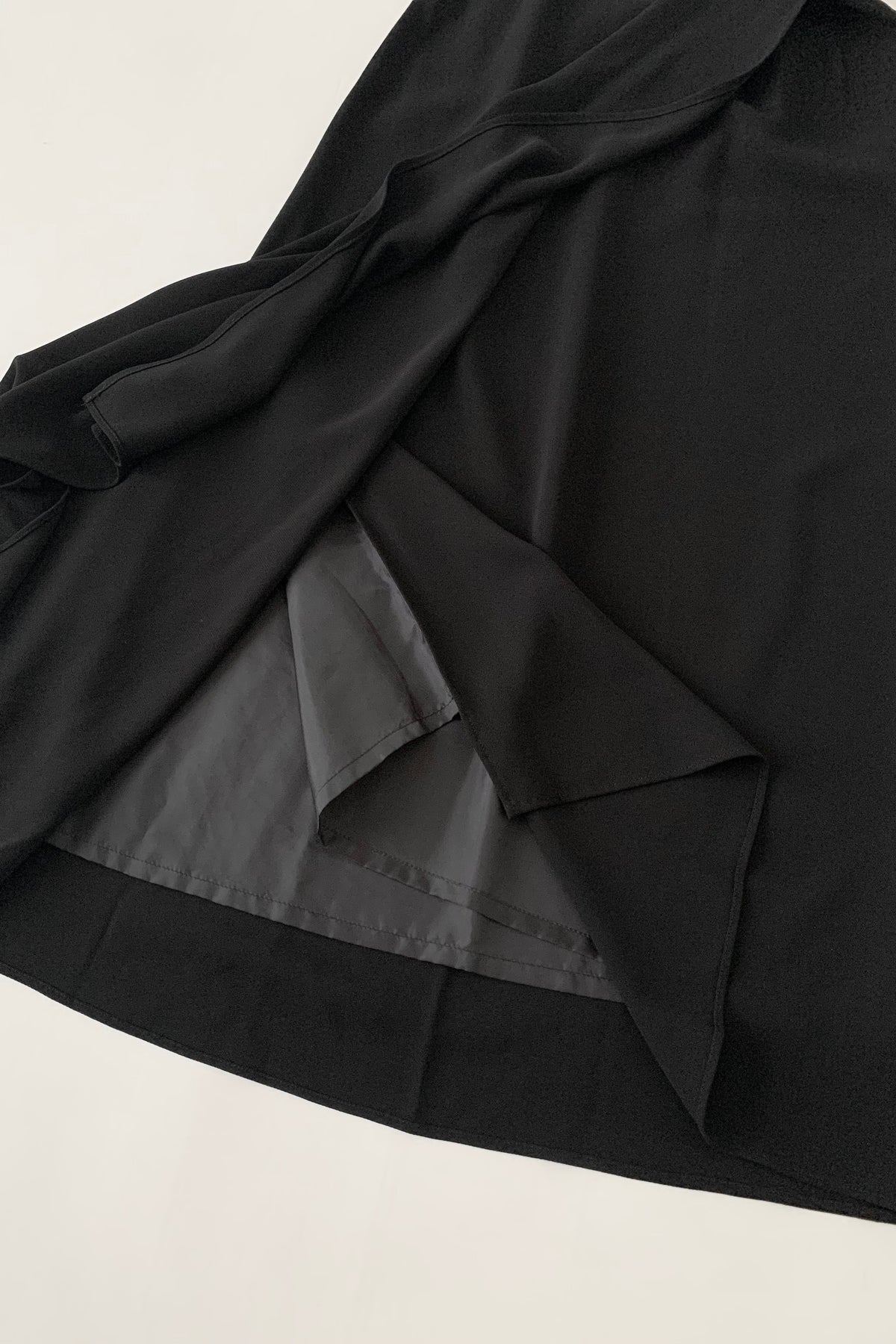 black asymmetry long skirt