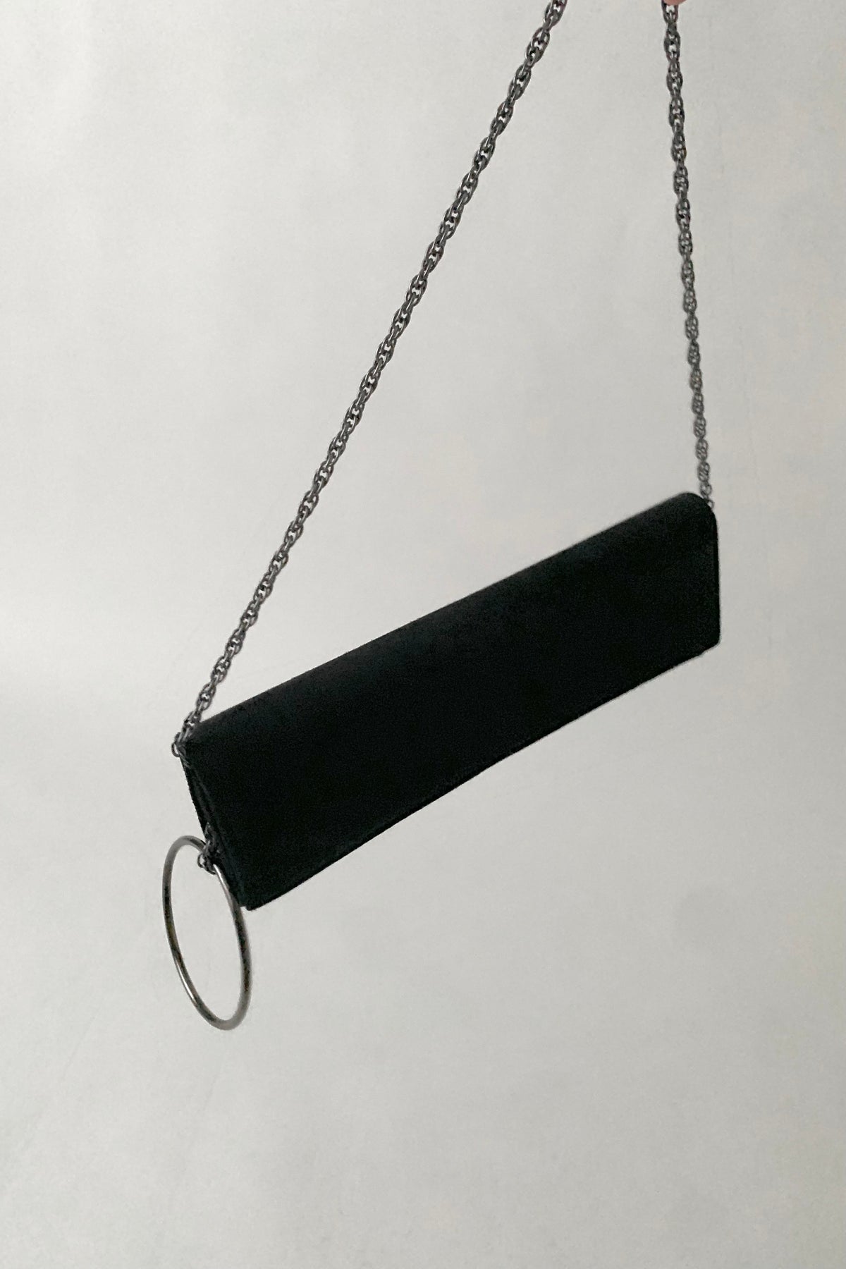 Italy black ring chain bag