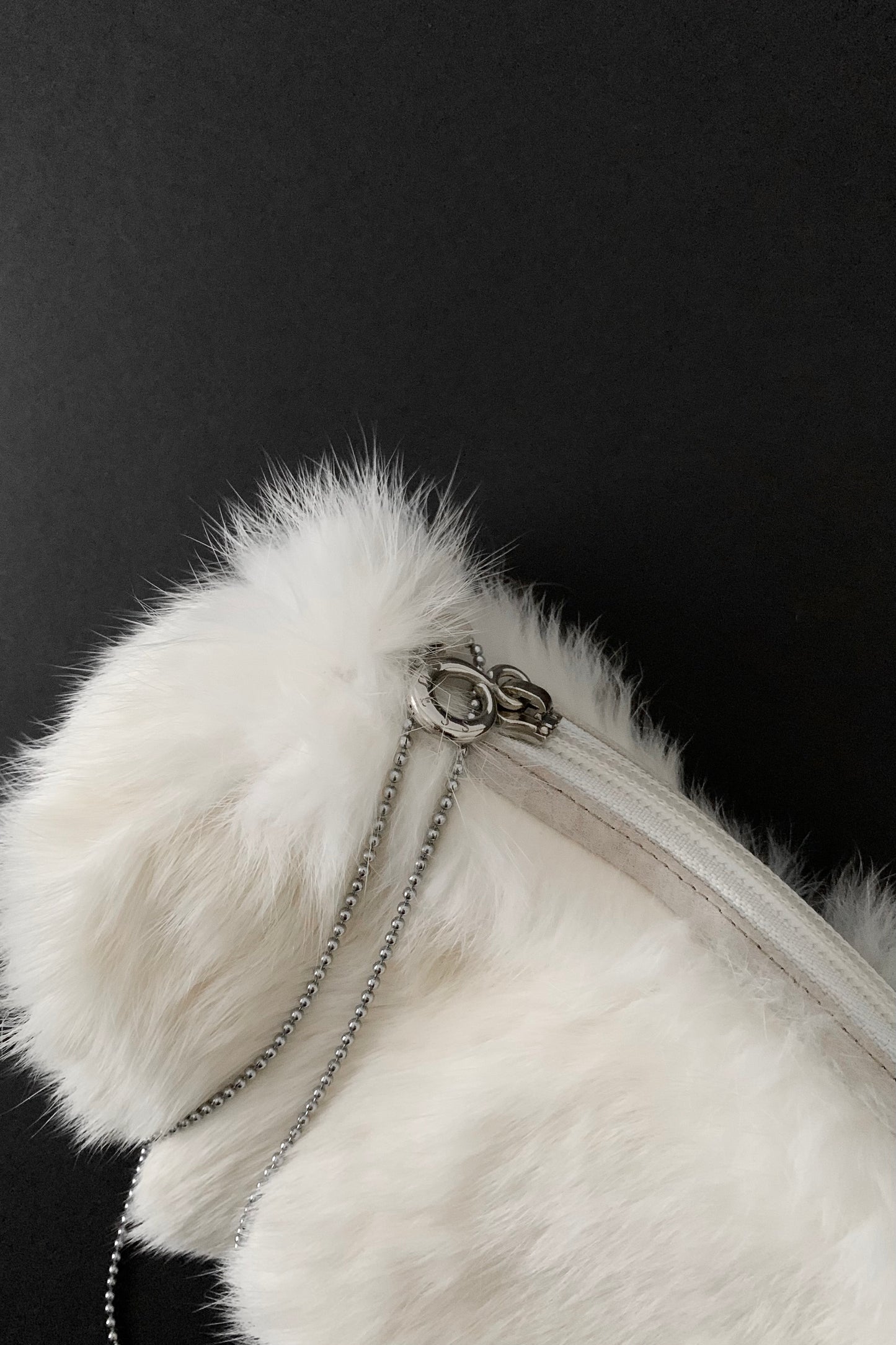 white fur chain mini bag
