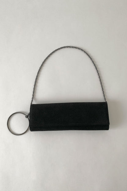 Italy black ring chain bag