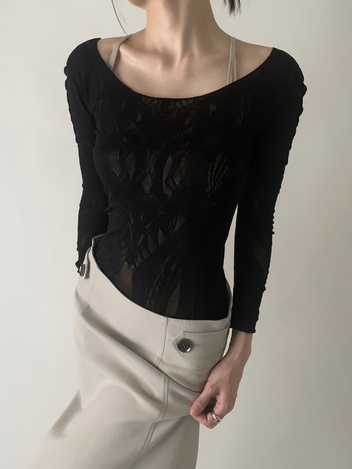 black lace tight tops