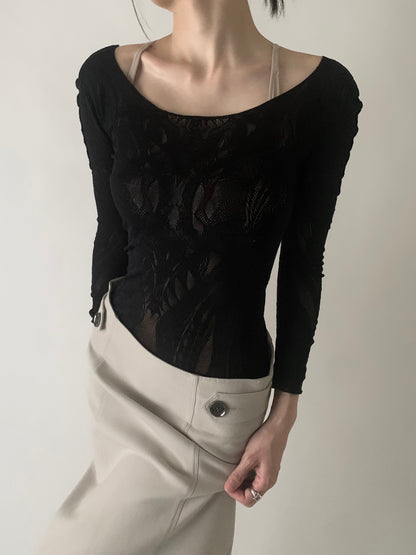 black lace tight tops
