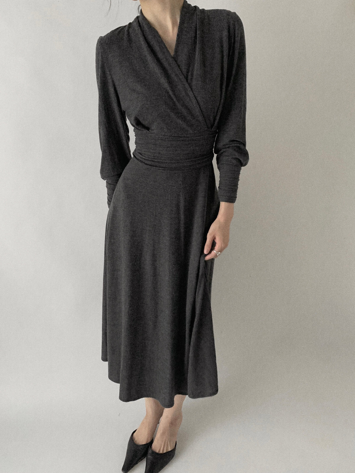 U.K. gray gather design dress