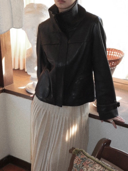 dark brown lamb leather jacket