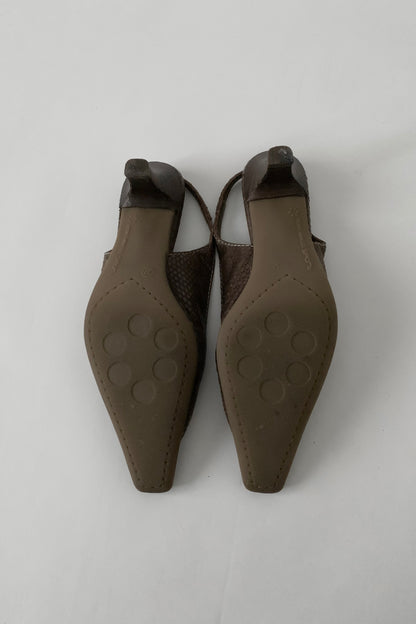 brown leather mule