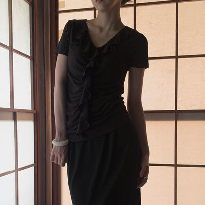 black center frill T tops