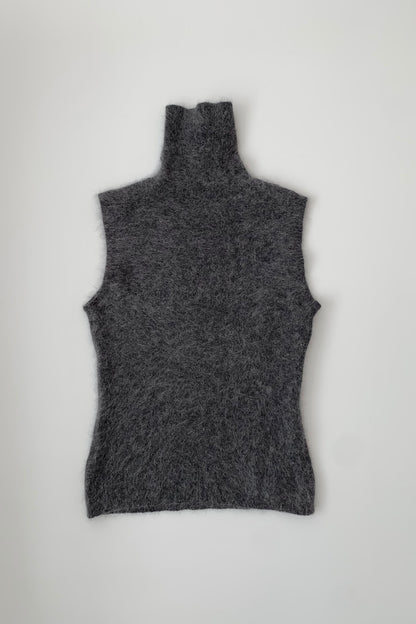 dark gray angora knit vest
