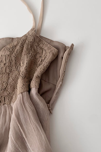 dusty beige flare cami dress