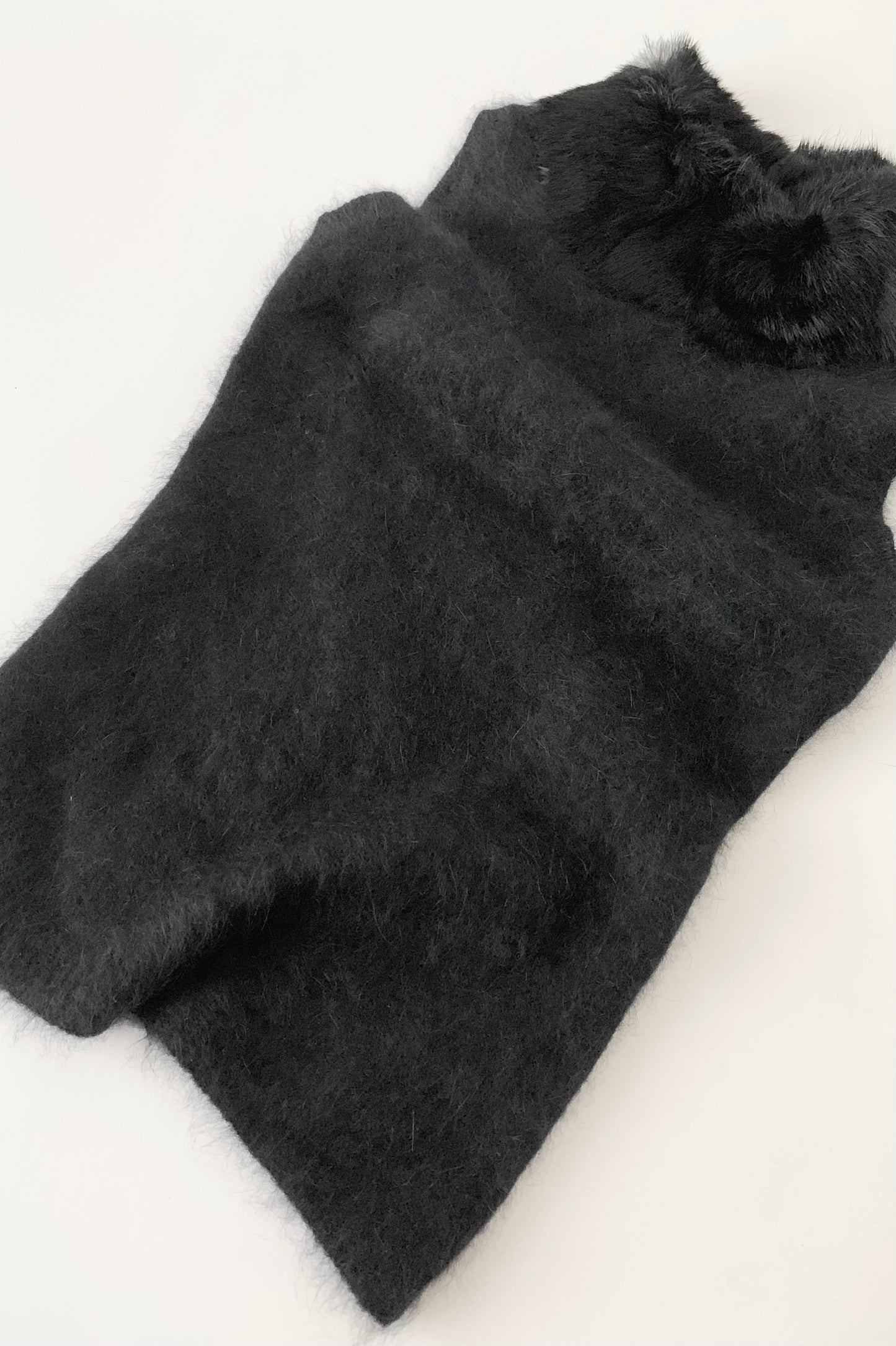 black angora fur neck vest