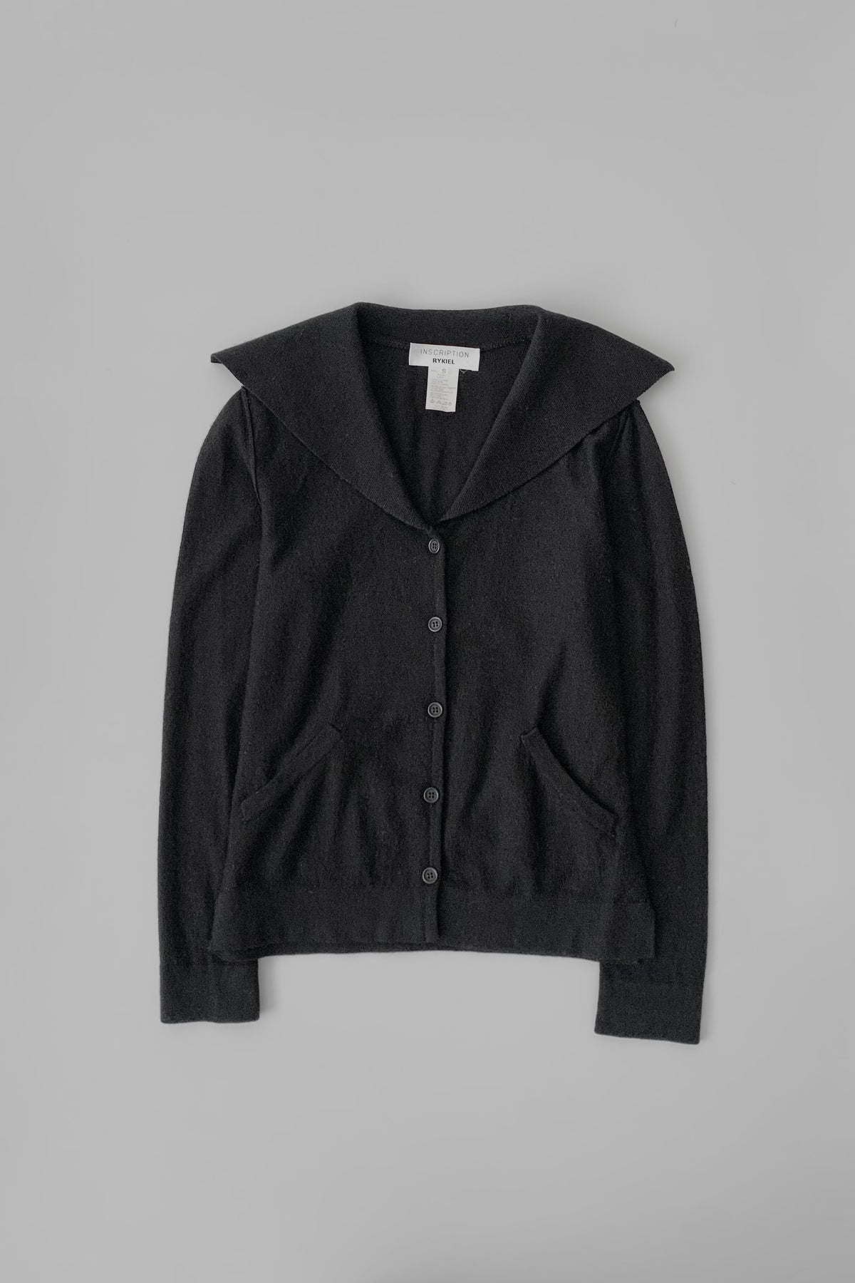 Italy black wool collar knit cardigan