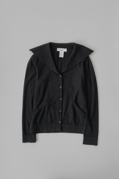 Italy black wool collar knit cardigan