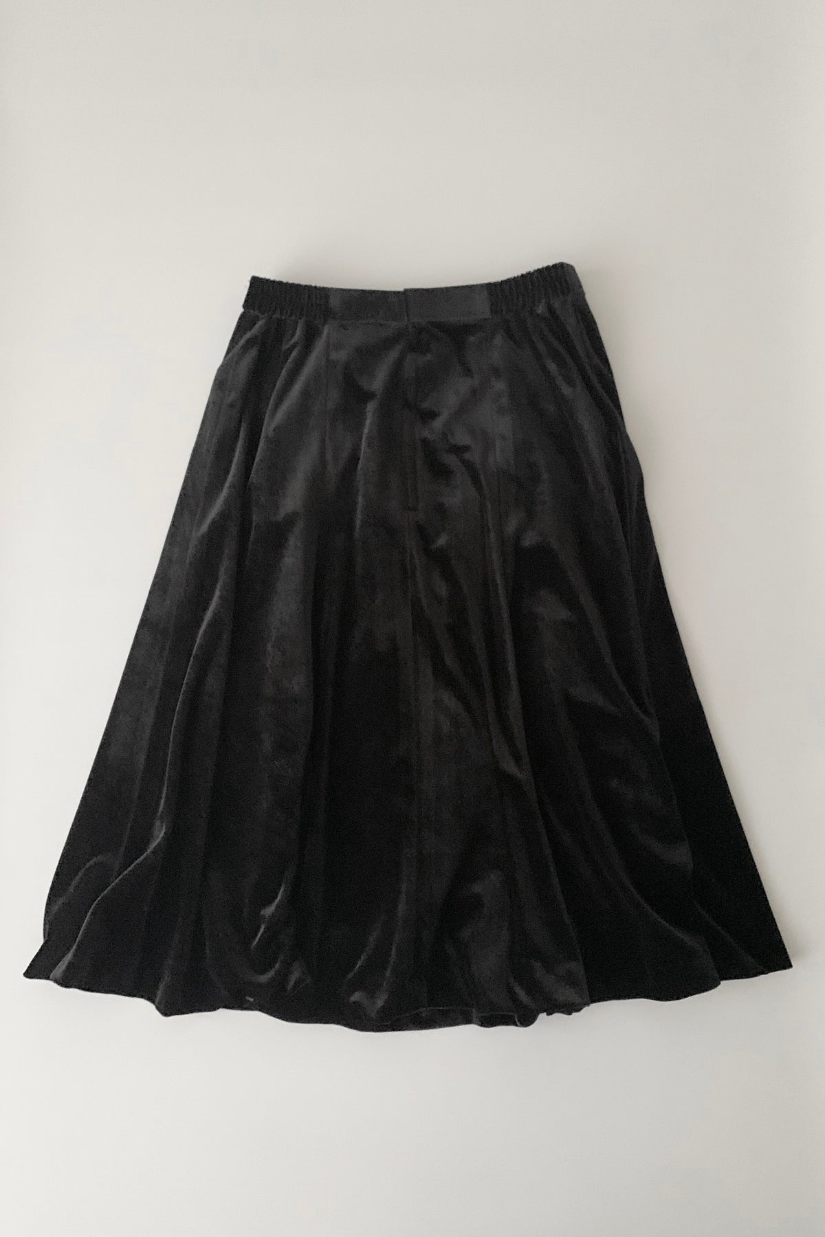 black velours flare skirt