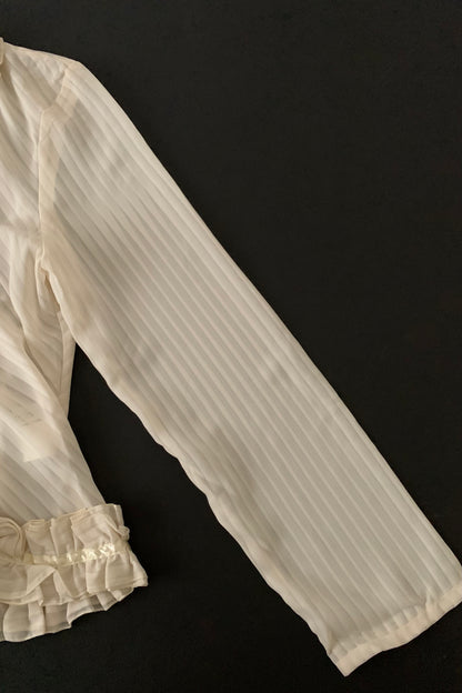 pale beige center frill ribbon cardigan