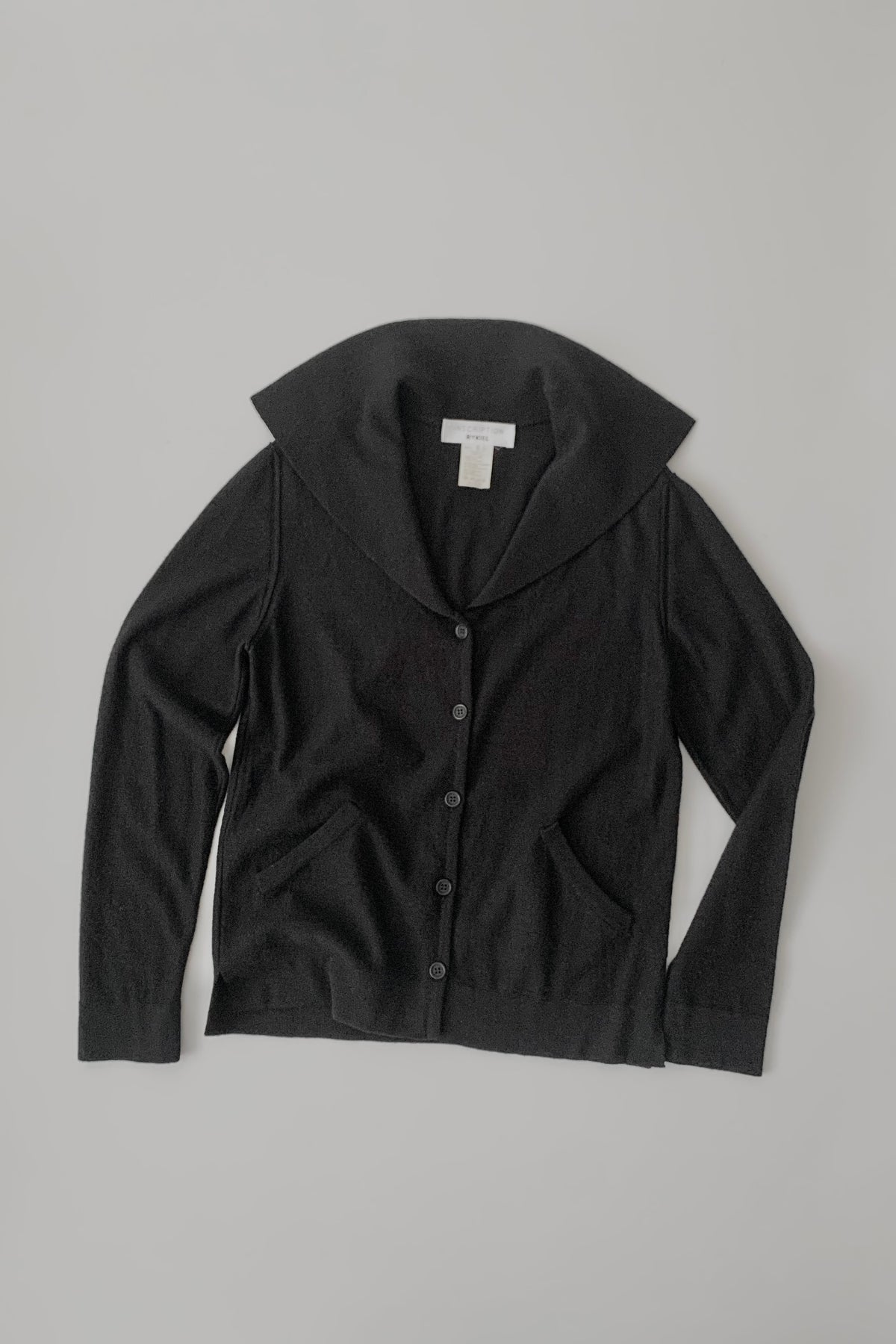 Italy black wool collar knit cardigan