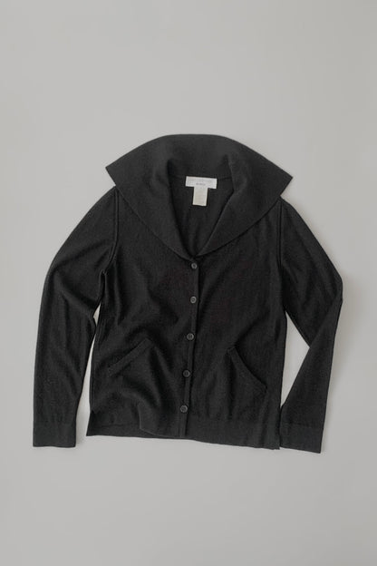 Italy black wool collar knit cardigan
