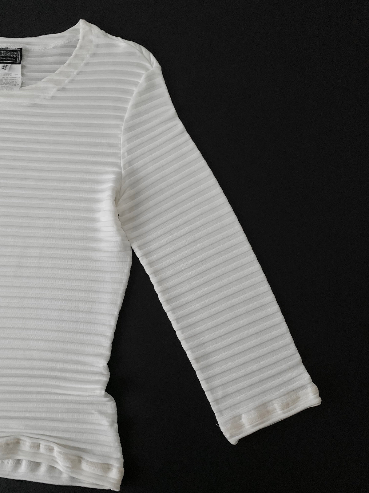 Italy ivory sheer stripe tops