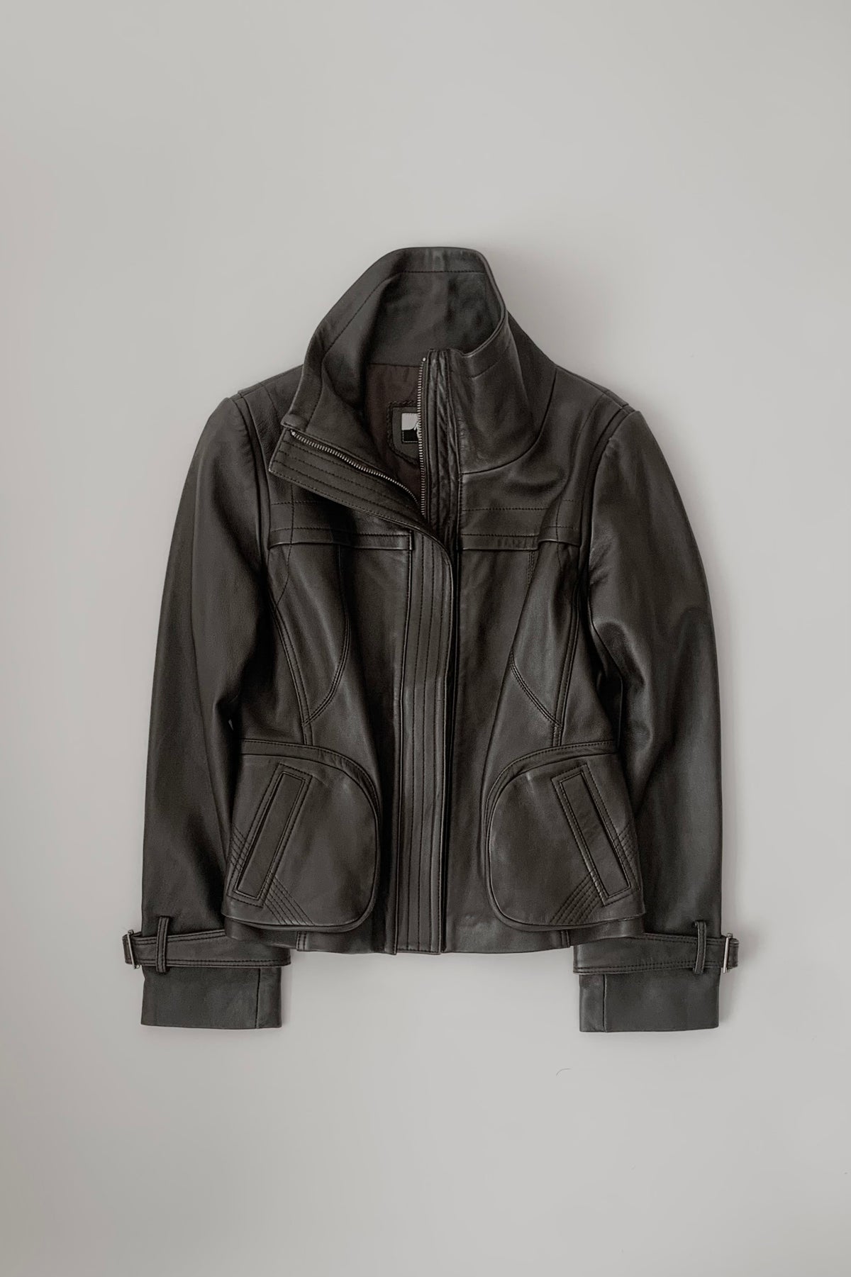 dark brown lamb leather jacket