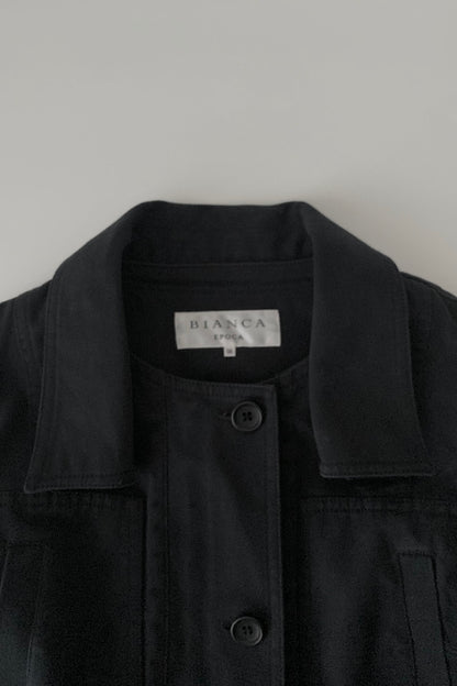 dark navy 2 way collar cotton jacket