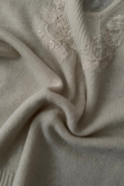 ivory flower sequins knit vest