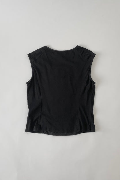 black embroidered panel design tops