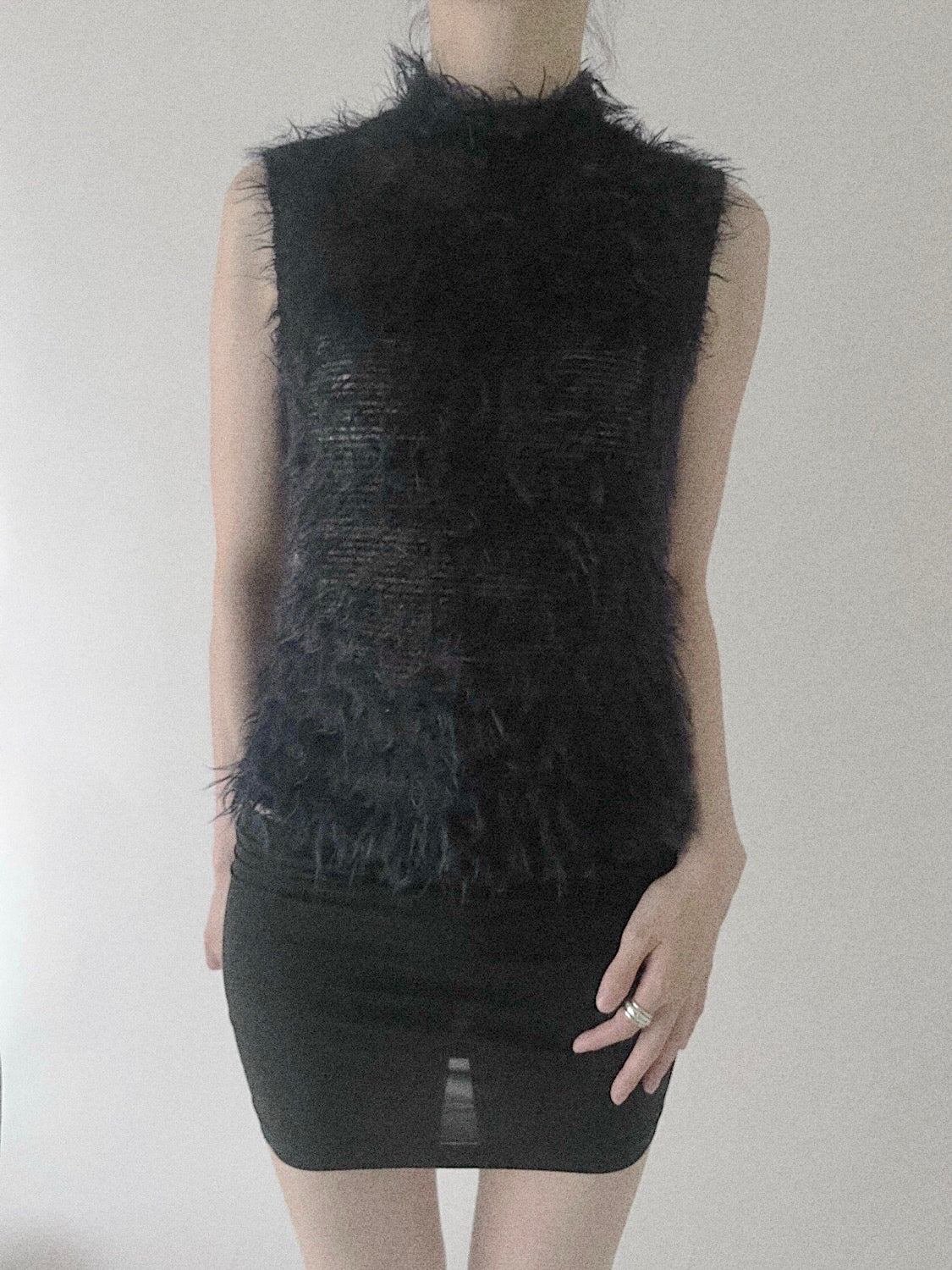 dark purple mohair fur vest