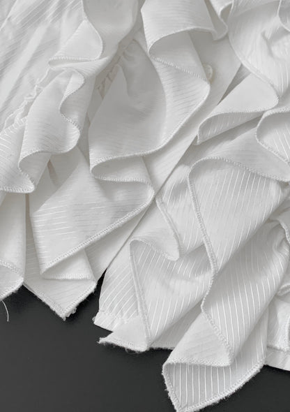 white pinstripe frill blouse