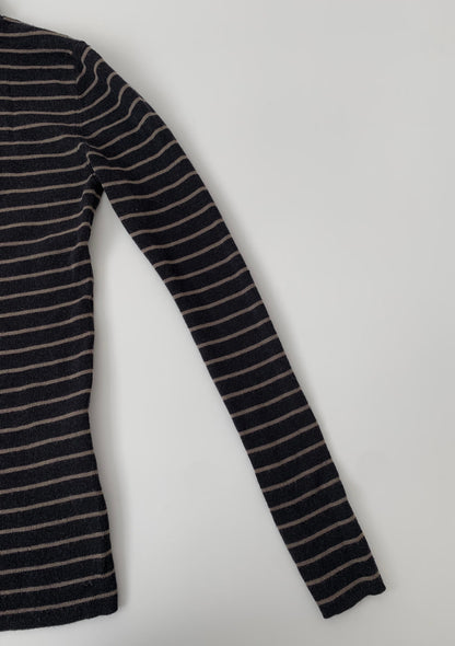 navy and beige stripe wool knit