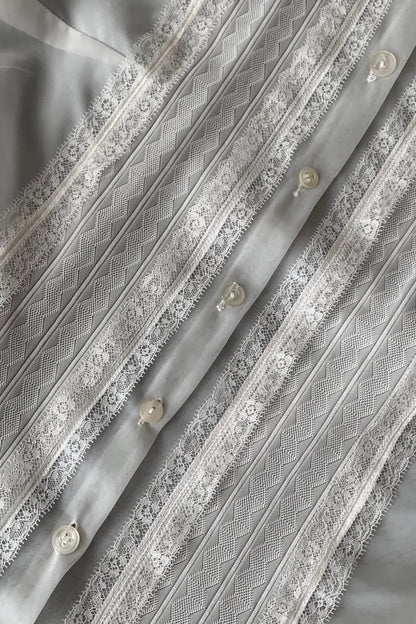 white multi buttons sheer chiffon  blouse