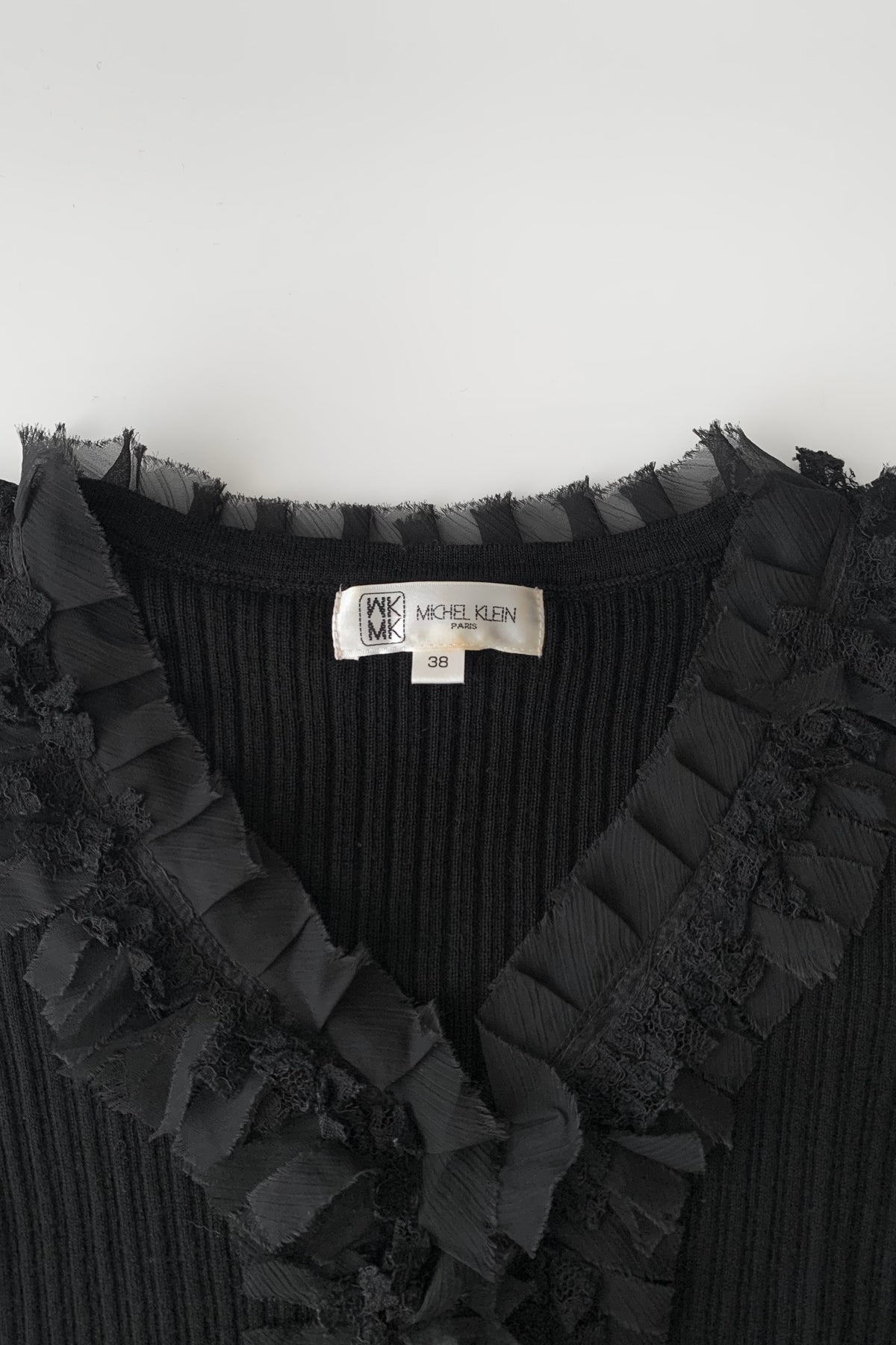 black wool v neck lace knit tops