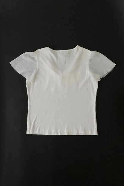 LANVIN white chiffon frill tops