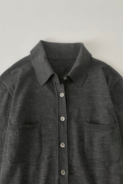 Italy dark gray shell button knit tops