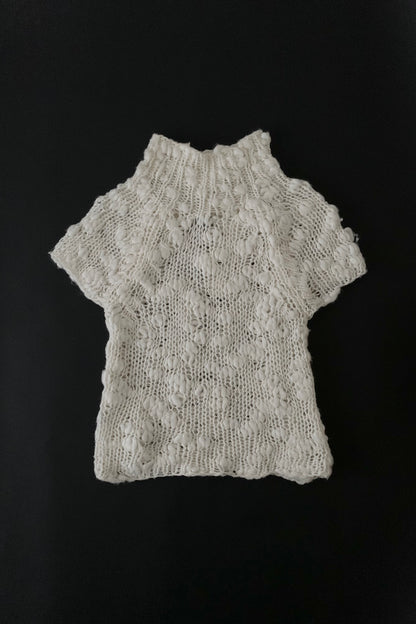 ivory openwork knit tops