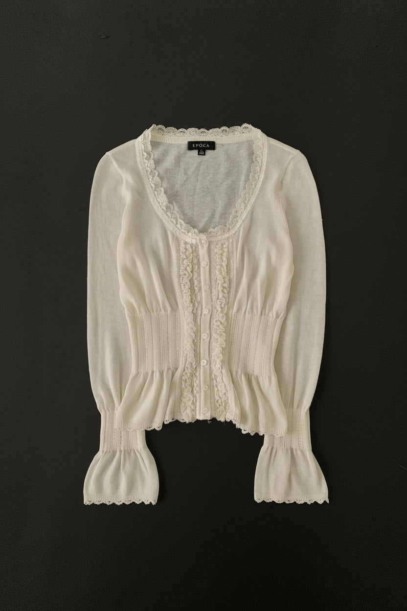 ivory frill knit cardigan