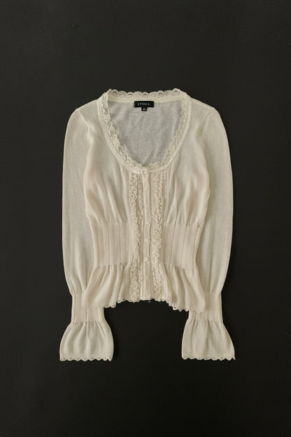 ivory frill knit cardigan