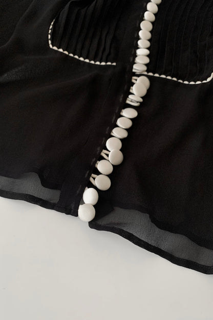 black sheer white buttons shirt