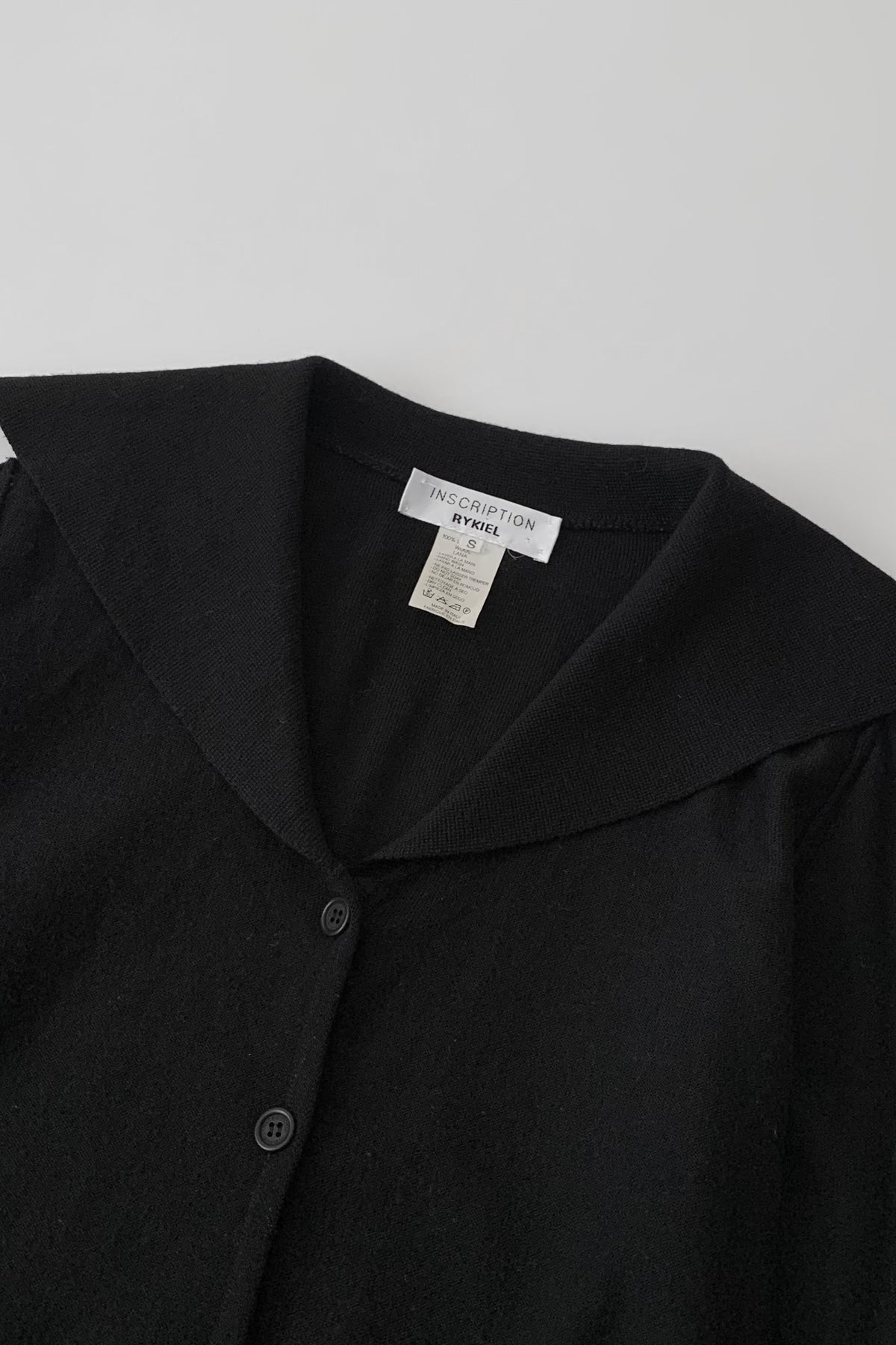 Italy black wool collar knit cardigan